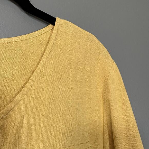 P. Cill Womens Butter Yellow Lagenlook Linen Blend Top - Size Small - Minimalist - Picture 2 of 7